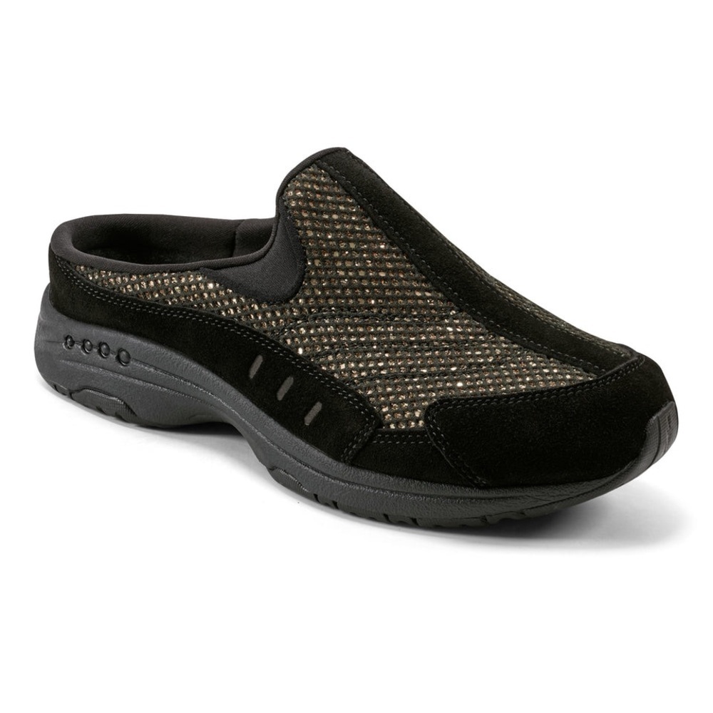 Easy Spirit Traveltime Black Suede & Bronze Sparkle Slip On Shoes Size 7.5 Wide - Picture 13 of 16
